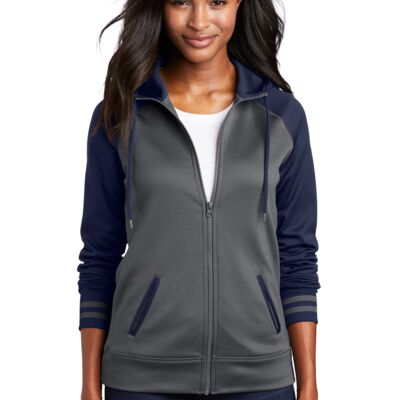 Ladies Sport Wick ® Varsity Fleece Full Zip Hooded Jacket Thumbnail